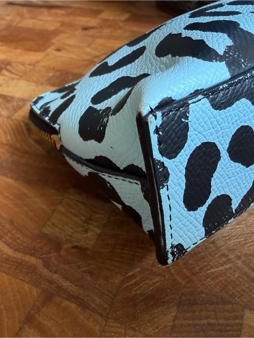 Coach 52952 Madison Ocelot Leopard Blue Leather Cosmetic Pouch